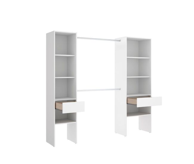 Vestidor suit 2 columnas + 2 cajones blanco 187x160x50 cm