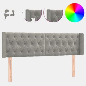 vidaXL Cabeceira cama c luzes LED veludo 163x16x7888 cm cinza-claro