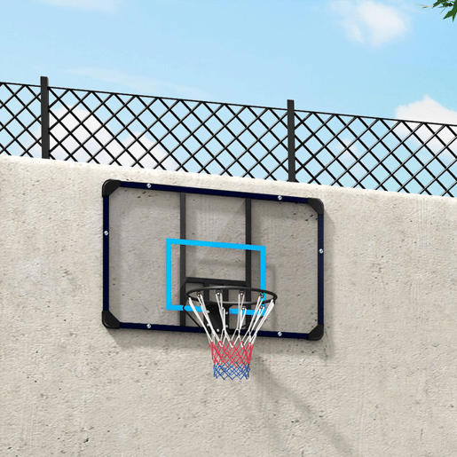 SPORTNOW Tabela de Basquetebol de Parede Cesta de Basquetebol para Exterior 113x61x73 cm Azul e Preto