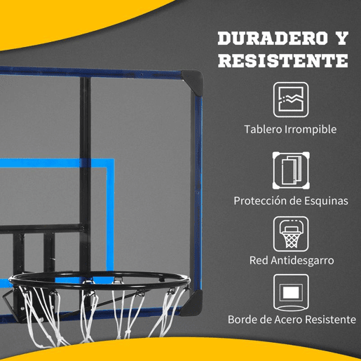 SPORTNOW Tabela de Basquetebol de Parede Cesta de Basquetebol para Exterior 113x61x73 cm Azul e Preto