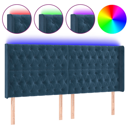 vidaXL Cabeceira cama c luzes LED veludo 183x16x118128cm azul-escuro vidaXL Cabeceira cama c luzes LED veludo 183x16x118128cm azul-escuro