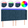 vidaXL Cabeceira cama c luzes LED veludo 183x16x118128cm azul-escuro