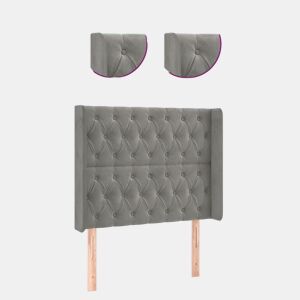 vidaXL Cabeceira cama c luzes LED veludo 93x16x118128 cm cinza-claro