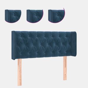 vidaXL Cabeceira cama c luzes LED veludo 103x16x7888 cm azul-escuro