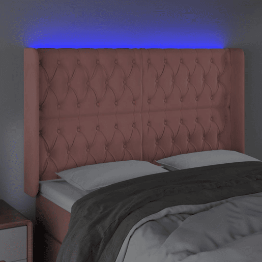 vidaXL Cabeceira de cama c luzes LED veludo 163x16x118128 cm rosa vidaXL Cabeceira de cama c luzes LED veludo 163x16x118128 cm rosa