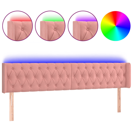 vidaXL Cabeceira de cama c luzes LED veludo 183x16x7888 cm rosa vidaXL Cabeceira de cama c luzes LED veludo 183x16x7888 cm rosa