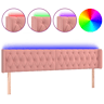 vidaXL Cabeceira de cama c luzes LED veludo 183x16x7888 cm rosa