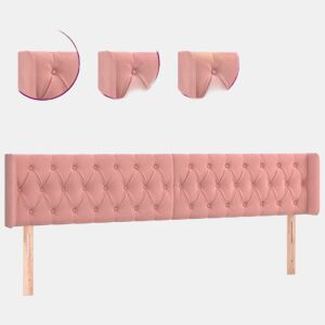 vidaXL Cabeceira de cama c luzes LED veludo 183x16x7888 cm rosa