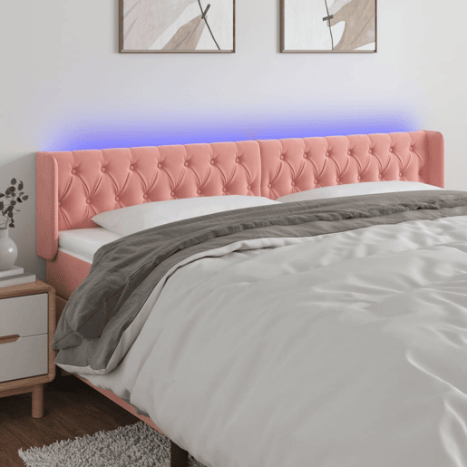 vidaXL Cabeceira de cama c luzes LED veludo 183x16x7888 cm rosa vidaXL Cabeceira de cama c luzes LED veludo 183x16x7888 cm rosa