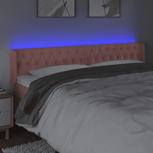 vidaXL Cabeceira de cama c luzes LED veludo 183x16x7888 cm rosa vidaXL Cabeceira de cama c luzes LED veludo 183x16x7888 cm rosa