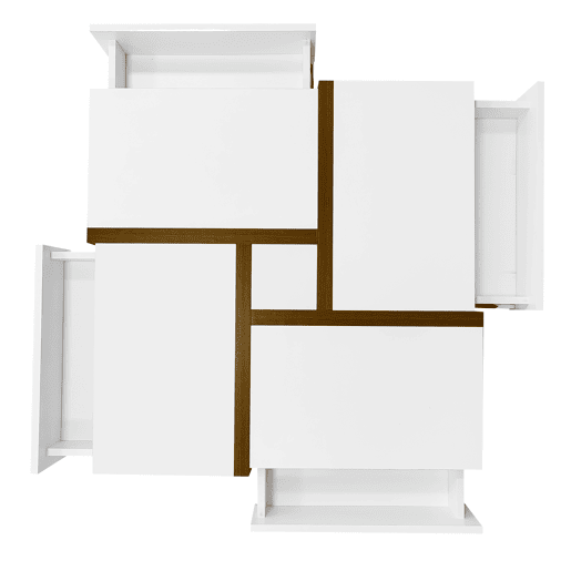 Mesa de centro quadrada de painel de partÃculas com 4 gavetas,branco Mesa de centro quadrada de painel de partÃculas com 4 gavetas,branco