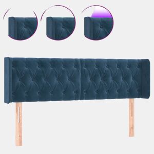 vidaXL Cabeceira cama c luzes LED veludo 163x16x7888 cm azul-escuro