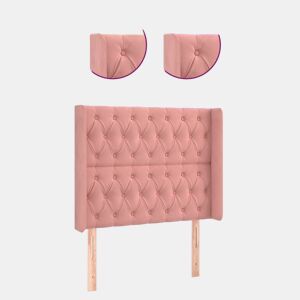 vidaXL Cabeceira de cama c luzes LED veludo 103x16x118128 cm rosa