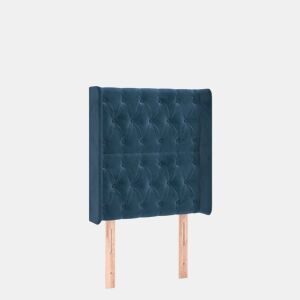 vidaXL Cabeceira cama c luzes LED veludo 83x16x118128 cm azul-escuro