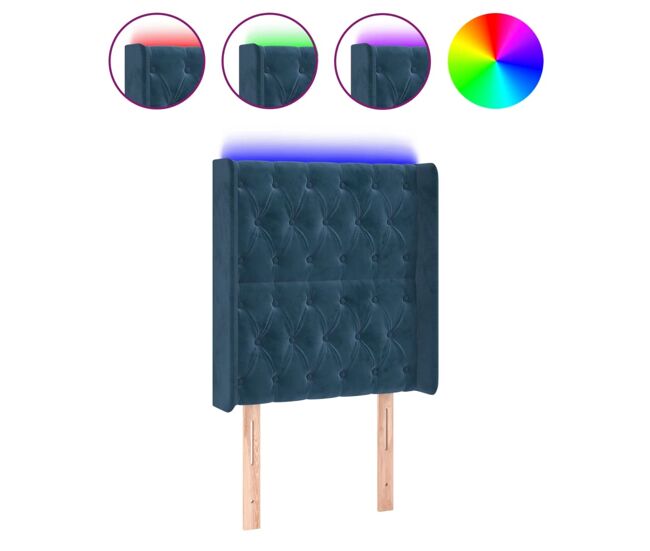 Vidaxl cabecero con led de terciopelo azul oscuro 83x16x118/128 cm