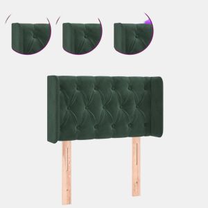vidaXL Cabeceira cama c luzes LED veludo 83x16x7888 cm verde-escuro