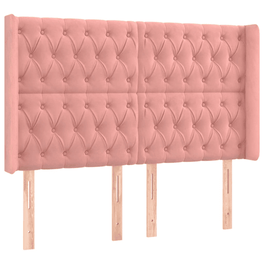 vidaXL Cabeceira de cama c luzes LED veludo 147x16x118128 cm rosa vidaXL Cabeceira de cama c luzes LED veludo 147x16x118128 cm rosa