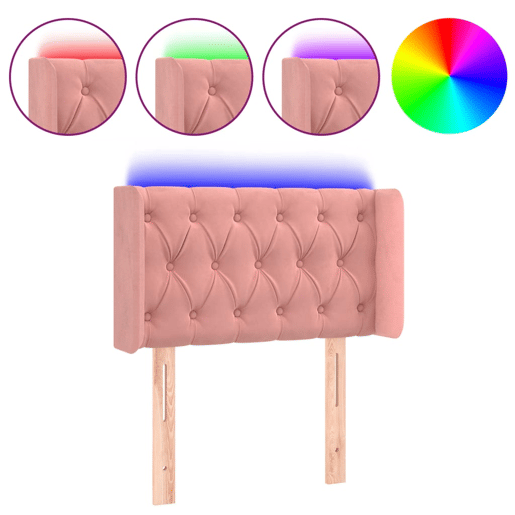 vidaXL Cabeceira de cama c luzes LED veludo 83x16x7888 cm rosa vidaXL Cabeceira de cama c luzes LED veludo 83x16x7888 cm rosa
