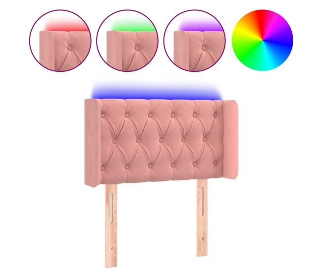 Vidaxl cabecero con led de terciopelo rosa 83x16x78/88 cm