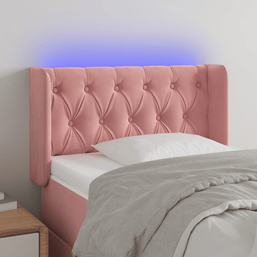 vidaXL Cabeceira de cama c luzes LED veludo 83x16x7888 cm rosa vidaXL Cabeceira de cama c luzes LED veludo 83x16x7888 cm rosa
