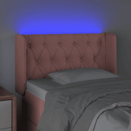vidaXL Cabeceira de cama c luzes LED veludo 83x16x7888 cm rosa vidaXL Cabeceira de cama c luzes LED veludo 83x16x7888 cm rosa
