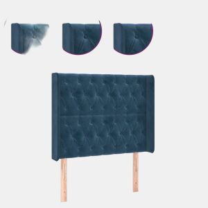 vidaXL Cabeceira cama c luzes LED veludo 93x16x118128 cm azul-escuro