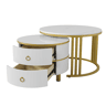 Conjunto de 2 mesas de centro redondas de MDF com 2 gavetas,branco