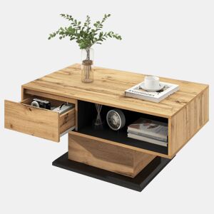 Mesa de centro retangular de painel de partículas com 1 gaveta,natural