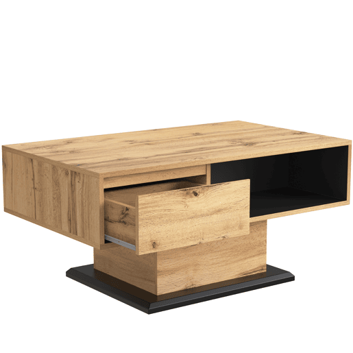 Mesa de centro retangular de painel de partículas com 1 gaveta,natural