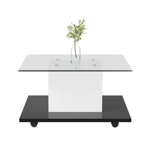 Mesa de centro quadrada de painel de partículas,branco+preto