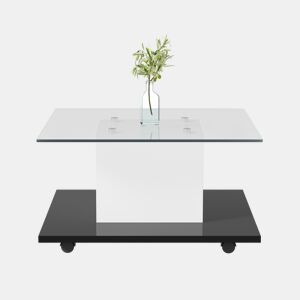 Mesa de centro quadrada de painel de partículas,branco+preto