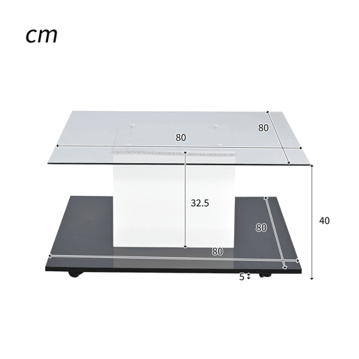 Mesa de centro quadrada de painel de partículas,branco+preto