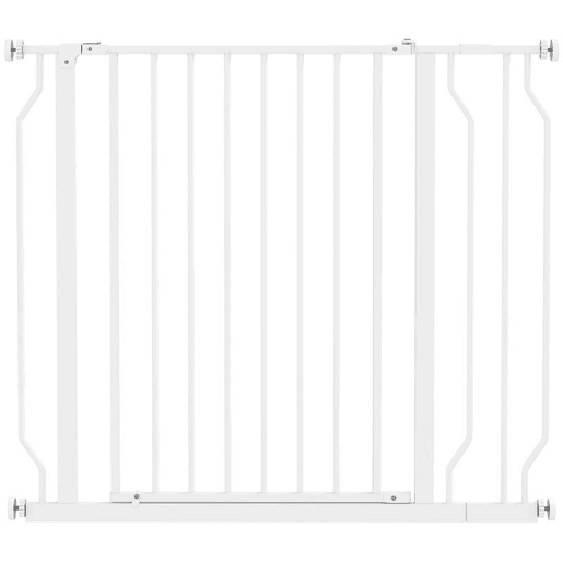 PawHut Barreira de Segurança para Cães Extensível para Escadas e Portas 75-95cm com Extensão de 10 cm Montagem a Pressão Aço Altura 76 cm Branco PawHut Barreira de Segurança para Cães Extensível para Escadas e Portas 75-95cm com Extensão de 10 cm Montagem a Pressão Aço Altura 76 cm Branco