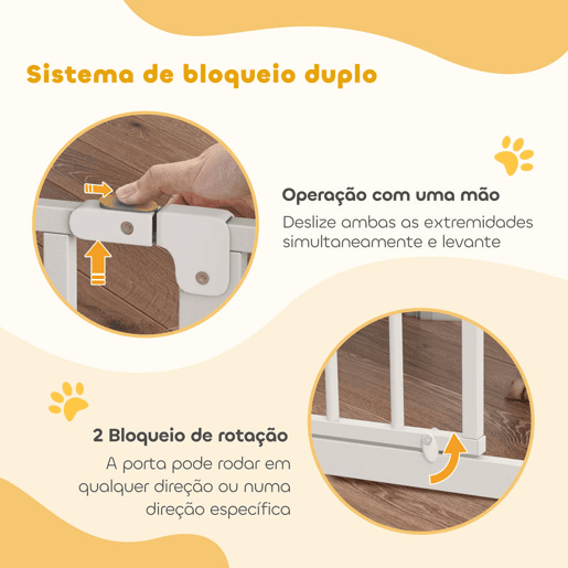 PawHut Barreira de Segurança para Cães Extensível para Escadas e Portas 75-95cm com Extensão de 10 cm Montagem a Pressão Aço Altura 76 cm Branco PawHut Barreira de Segurança para Cães Extensível para Escadas e Portas 75-95cm com Extensão de 10 cm Montagem a Pressão Aço Altura 76 cm Branco