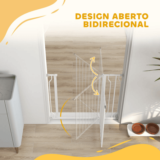 PawHut Barreira de Segurança para Cães Extensível para Escadas e Portas 75-95cm com Extensão de 10 cm Montagem a Pressão Aço Altura 76 cm Branco PawHut Barreira de Segurança para Cães Extensível para Escadas e Portas 75-95cm com Extensão de 10 cm Montagem a Pressão Aço Altura 76 cm Branco