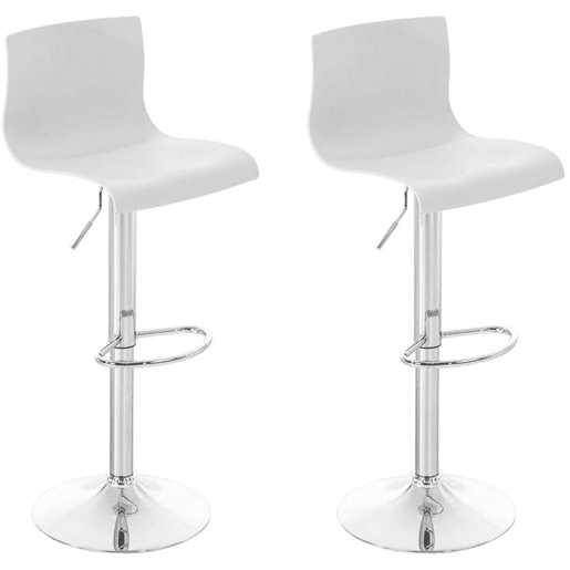 Conjunto de 2 banquetas de bar com apoio para os pés em plástico branco design moderno altura ajustável 10_0000816