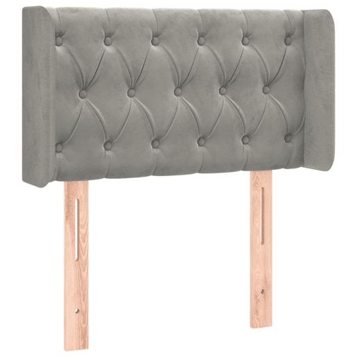 vidaXL Cabeceira de cama c luzes LED veludo 83x16x7888cm cinza-claro