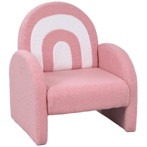 AIYAPLAY Poltrona para Crianças com Encosto em Forma de Arco-Íris Sofá para Crianças de 18-96 Meses Tecido Suave em Borrego Apoios de Braço Carga 45 kg 45x41x52 cm Rosa