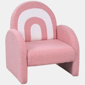 AIYAPLAY Poltrona para Crianças com Encosto em Forma de Arco-Íris Sofá para Crianças de 18-96 Meses Tecido Suave em Borrego Apoios de Braço Carga 45 kg 45x41x52 cm Rosa