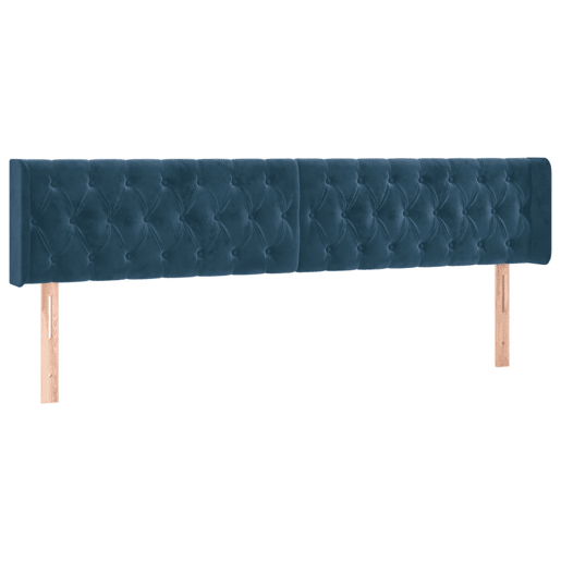 vidaXL Cabeceira cama c luzes LED veludo 183x16x7888 cm azul-escuro