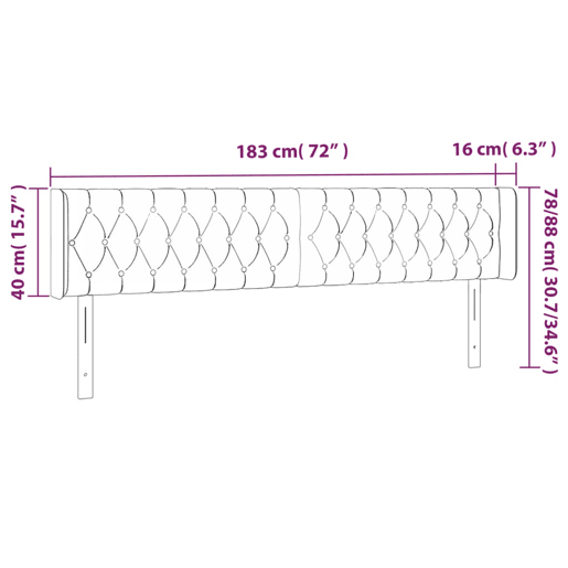 vidaXL Cabeceira cama c luzes LED veludo 183x16x7888 cm azul-escuro