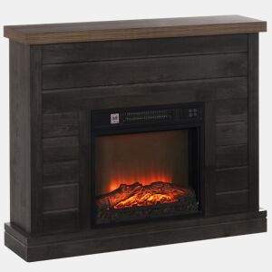 HOMCOM Lareira Elétrica 1800W Lareira Decorativa com Efeito de Chama Realista Controlo Remoto Temporizador Semanal Proteção Contra Sobreaquecimento para Ambientes de 30 m² 96,5x22x81,7 cm Marrom Acinzentado