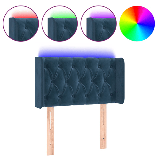vidaXL Cabeceira de cama c luzes LED veludo 83x16x7888cm azul-escuro