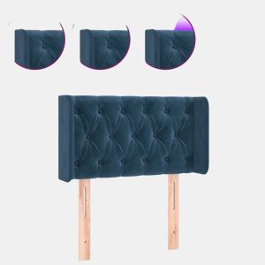 vidaXL Cabeceira de cama c luzes LED veludo 83x16x7888cm azul-escuro