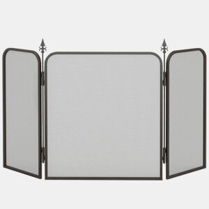 HOMCOM Frente para Lareira de 3 Painéis Proteção para Lareira Dobrável Frente para Lareira de Metal 96x1,3x56 cm Preto