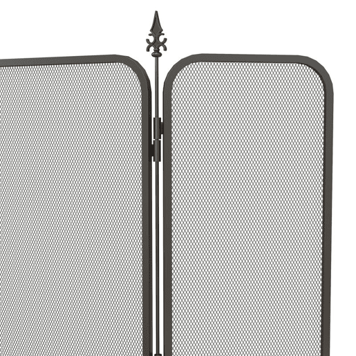 HOMCOM Frente para Lareira de 3 Painéis Proteção para Lareira Dobrável Frente para Lareira de Metal 96x1,3x56 cm Preto