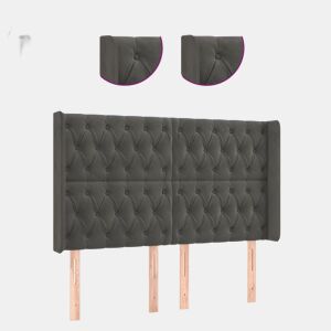 vidaXL Cabeceira de cama c LED veludo 163x16x118128 cm cinza-escuro