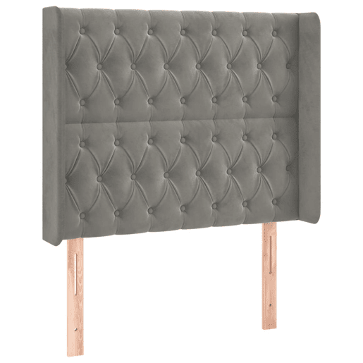 vidaXL Cabeceira cama c luzes LED veludo 103x16x118128cm cinza-claro vidaXL Cabeceira cama c luzes LED veludo 103x16x118128cm cinza-claro