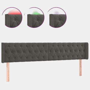 vidaXL Cabeceira cama c luzes LED veludo 203x16x7888cm cinza-escuro