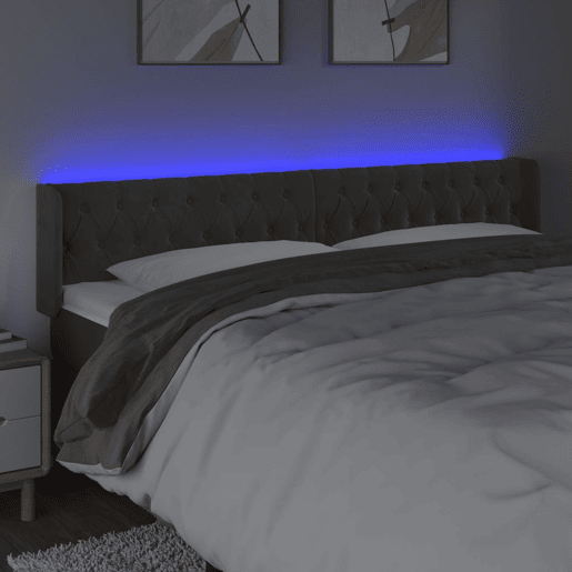 vidaXL Cabeceira cama c luzes LED veludo 203x16x7888cm cinza-escuro vidaXL Cabeceira cama c luzes LED veludo 203x16x7888cm cinza-escuro